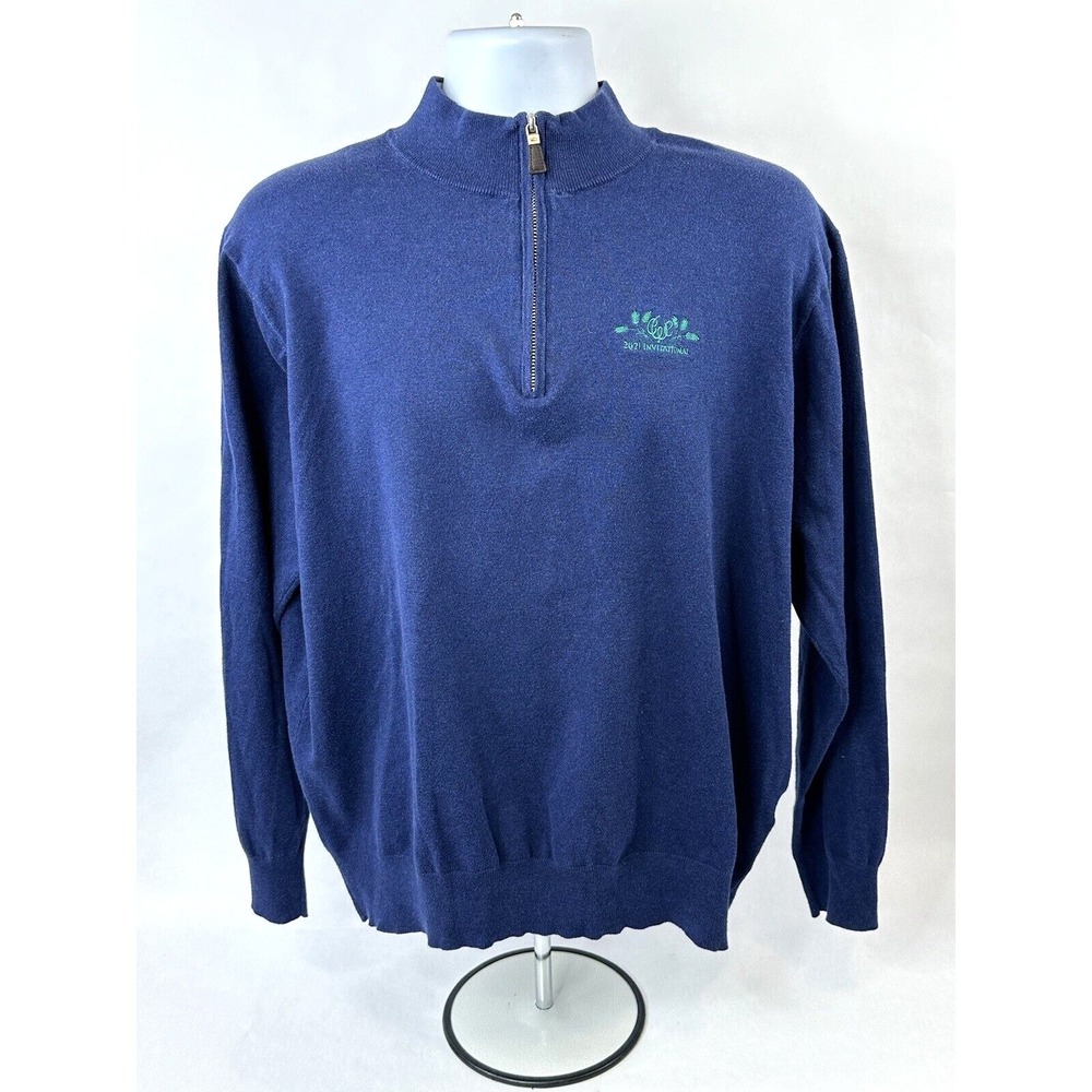 Peter Millar Crown Soft Quarter Zip Sweater Blue Men's XL MS21S01 Cotton Blend